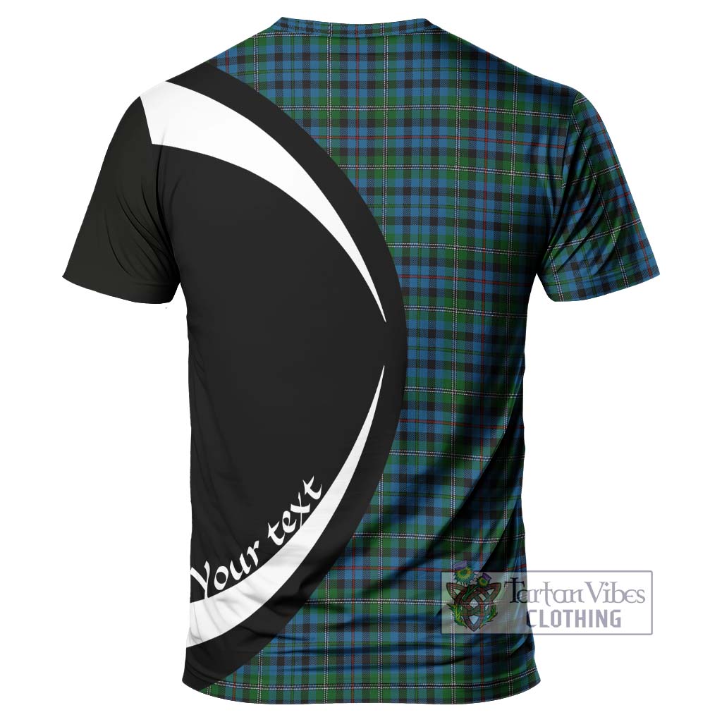 Tartan Vibes Clothing Stephenson Hunting Red Stripe Tartan T-Shirt with Family Crest Circle Style