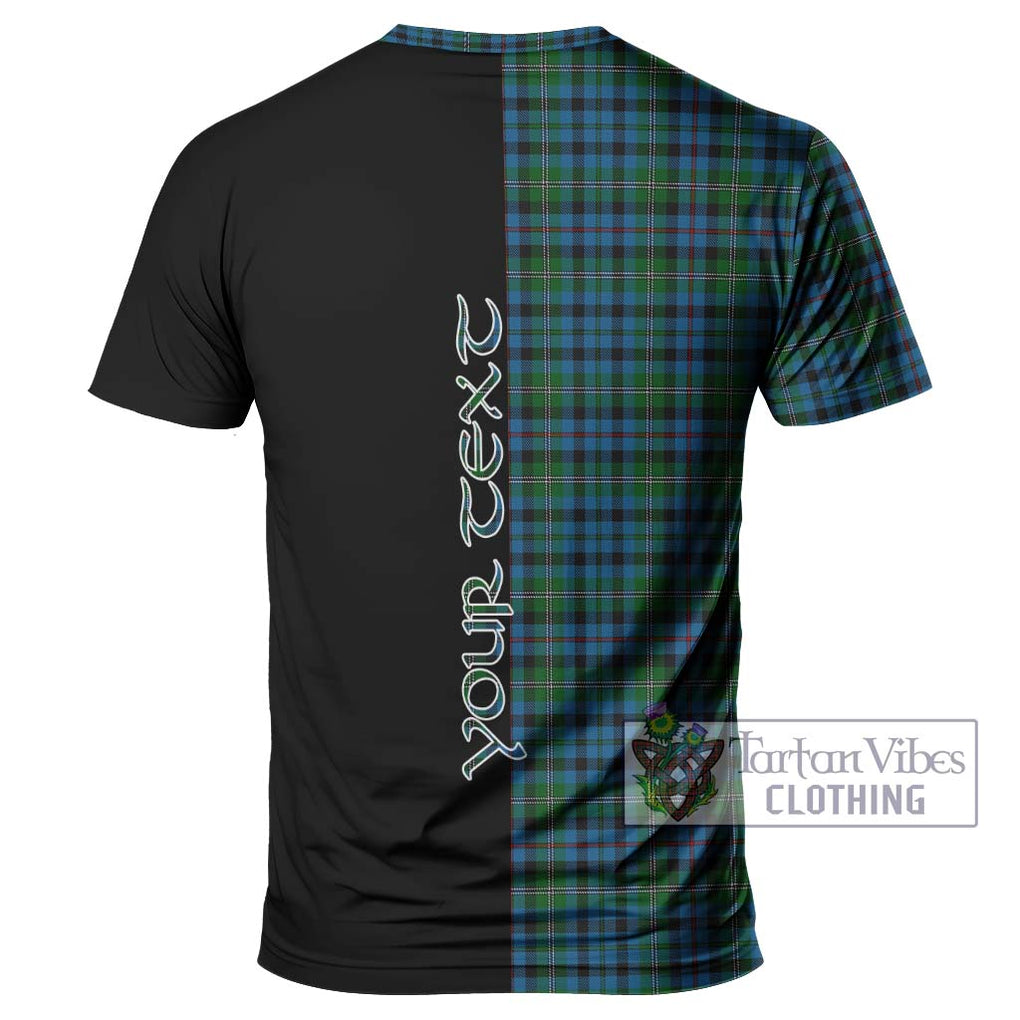 Stephenson Hunting Red Stripe Tartan T-Shirt with Family Crest and Half Of Me Style - Tartanvibesclothing Shop