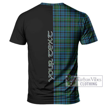 Stephenson Hunting Red Stripe Tartan T-Shirt with Family Crest and Half Of Me Style