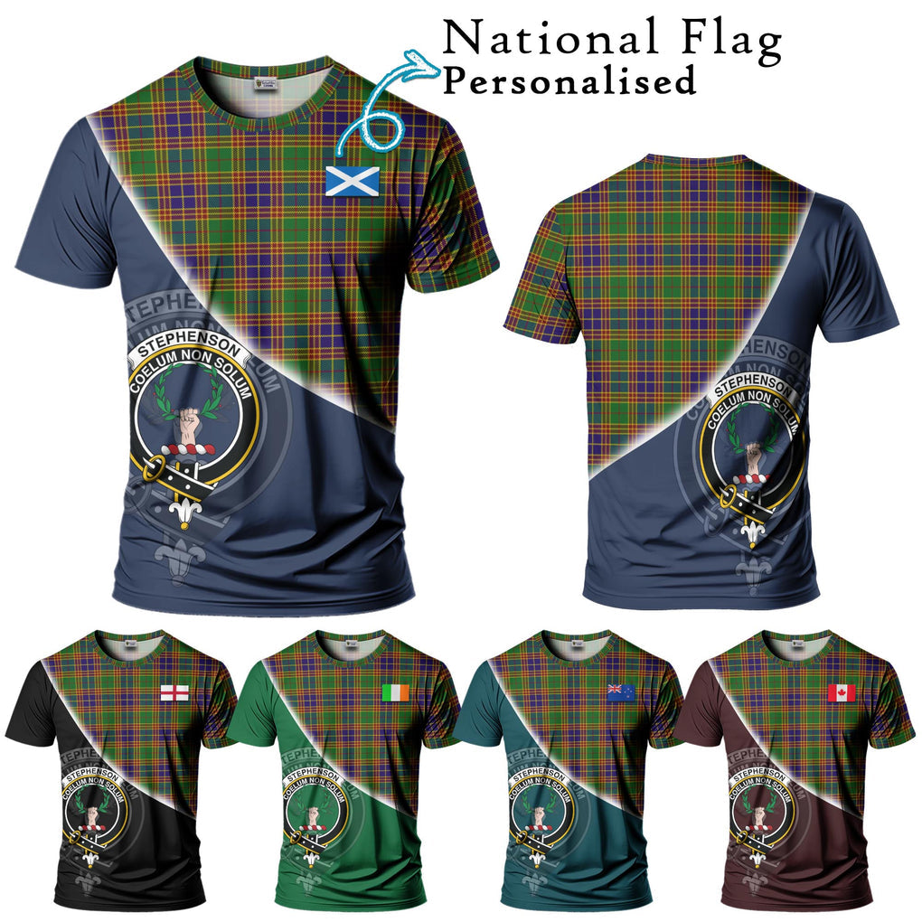 Stephenson Old Tartan T-Shirt with Personalised National Flag and Family Crest Half Style Kid's Shirt - Tartanvibesclothing Shop