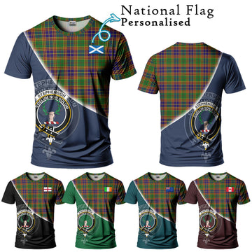 Stephenson Old Tartan T-Shirt with Personalised National Flag and Family Crest Half Style