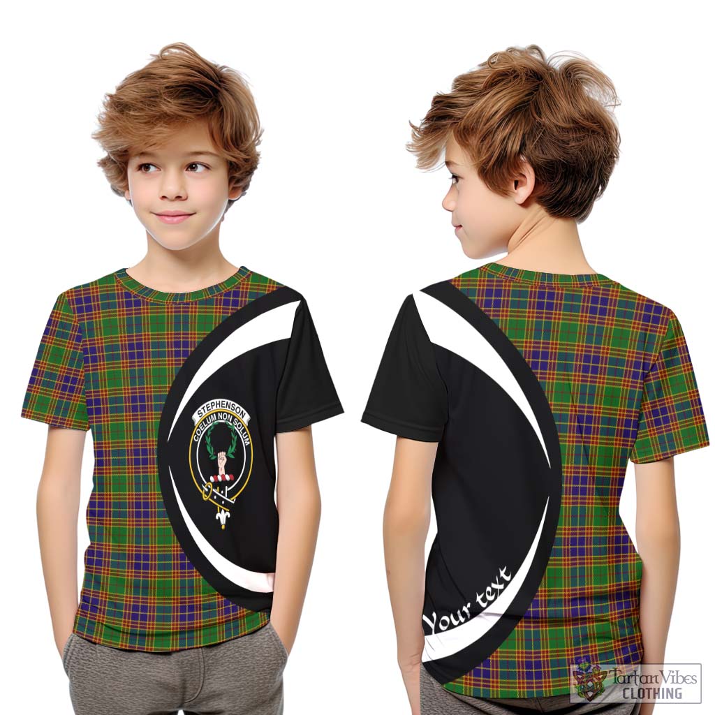 Tartan Vibes Clothing Stephenson Old Tartan Kid T-Shirt with Family Crest Circle Style