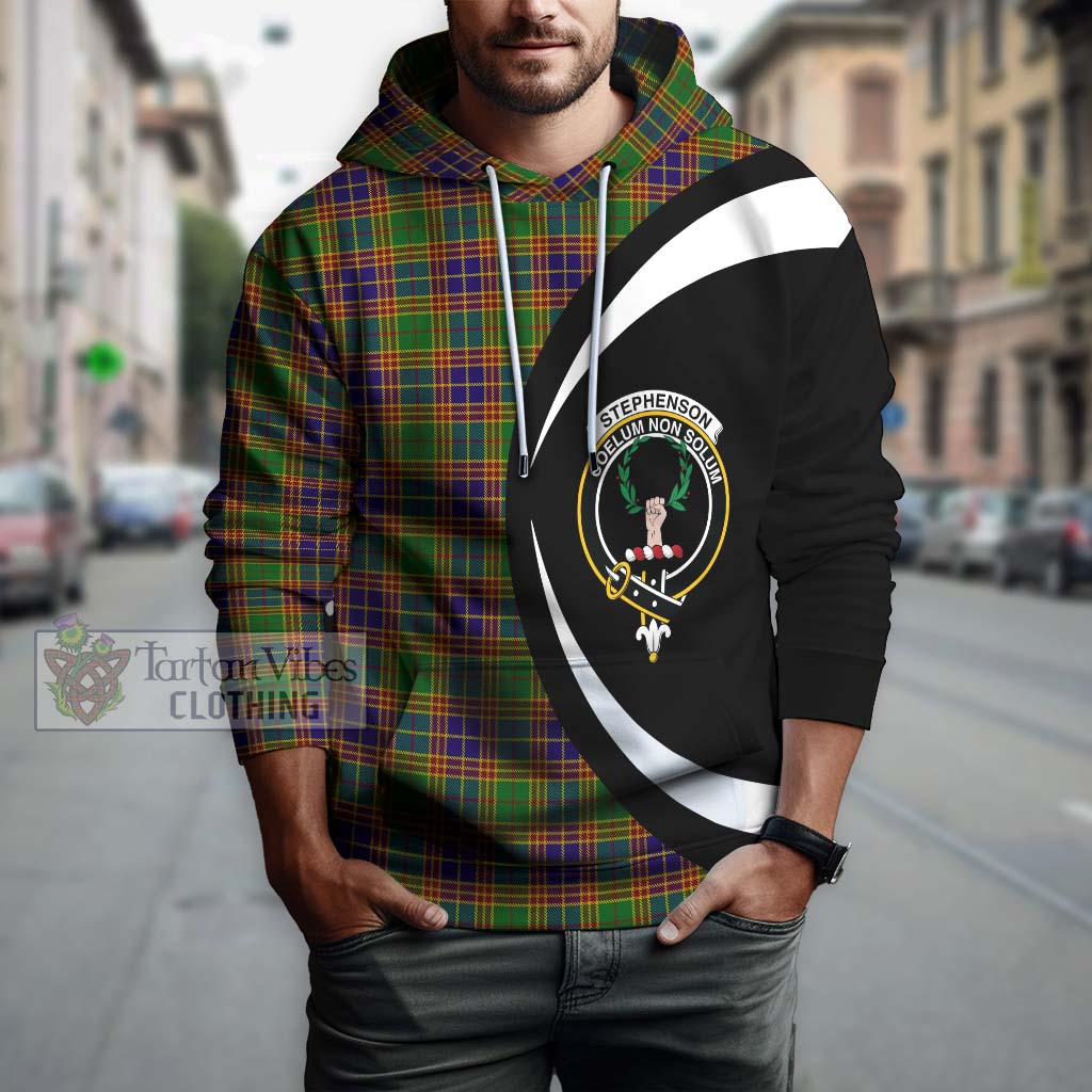 Stephenson Old Tartan Hoodie with Family Crest Circle Style Zip Hoodie - Tartan Vibes Clothing