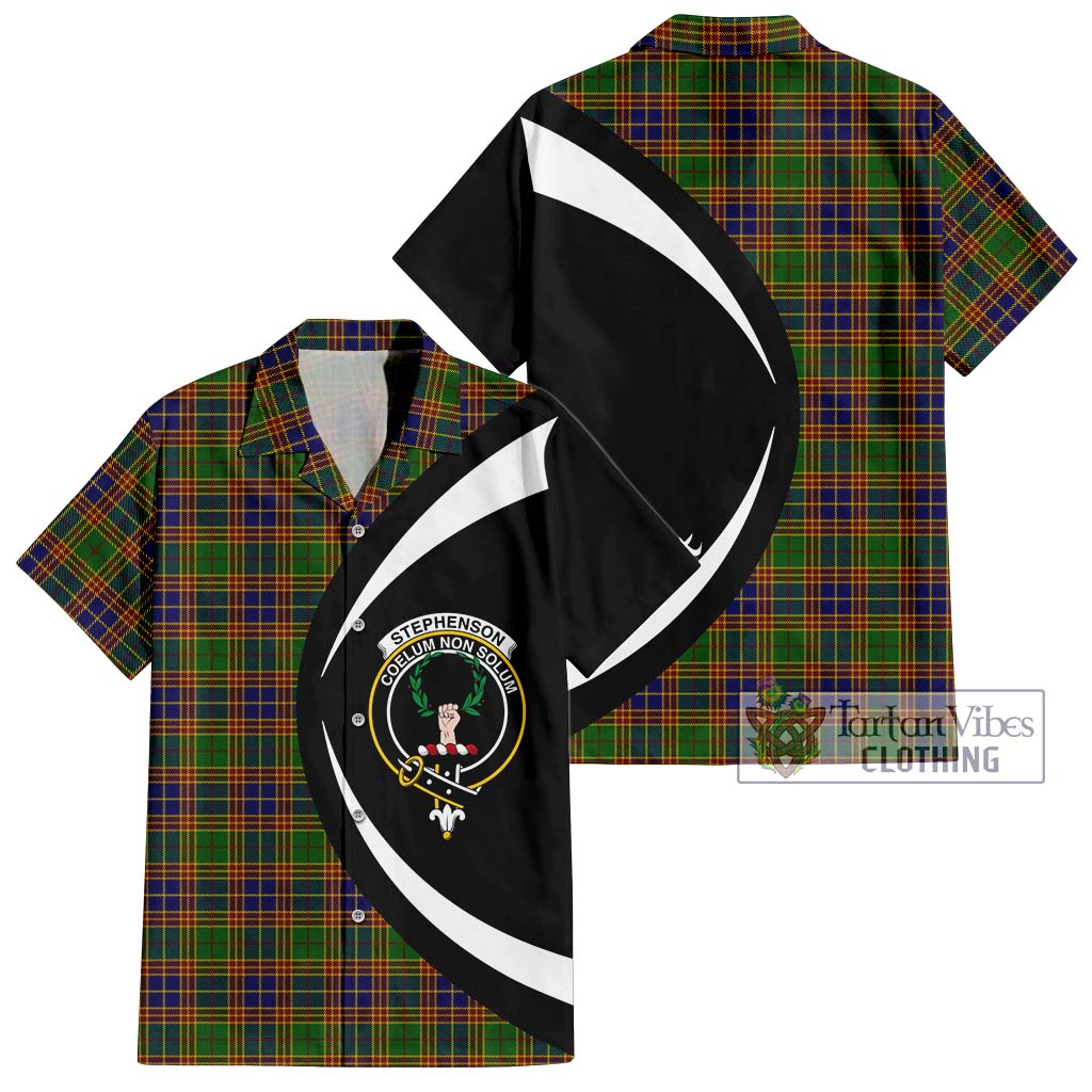 Stephenson Old Tartan Short Sleeve Button Up with Family Crest Circle Style Kid - Tartan Vibes Clothing