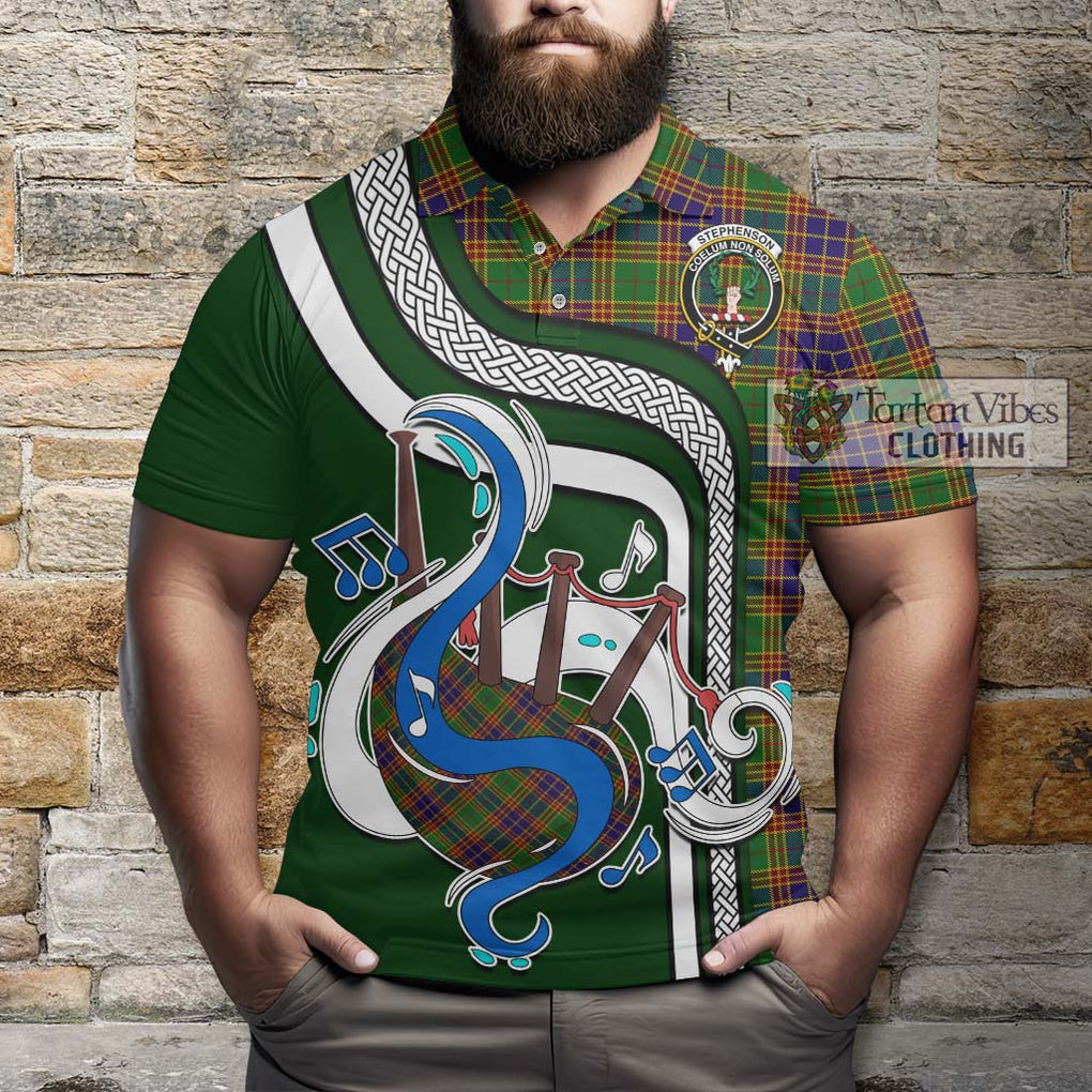 Tartan Vibes Clothing Stephenson Old Tartan Polo Shirt with Epic Bagpipe Style