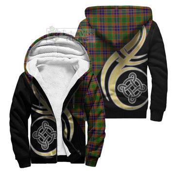 Stephenson Old Tartan Sherpa Hoodie with Family Crest and Celtic Symbol Style