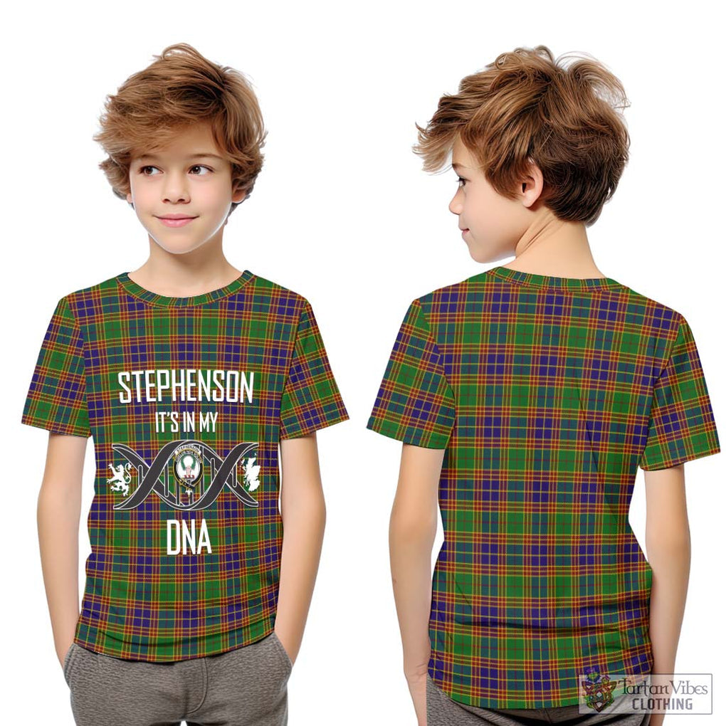 Stephenson Old Tartan Kid T-Shirt with Family Crest DNA In Me Style Youth XL Size14 - Tartanvibesclothing Shop