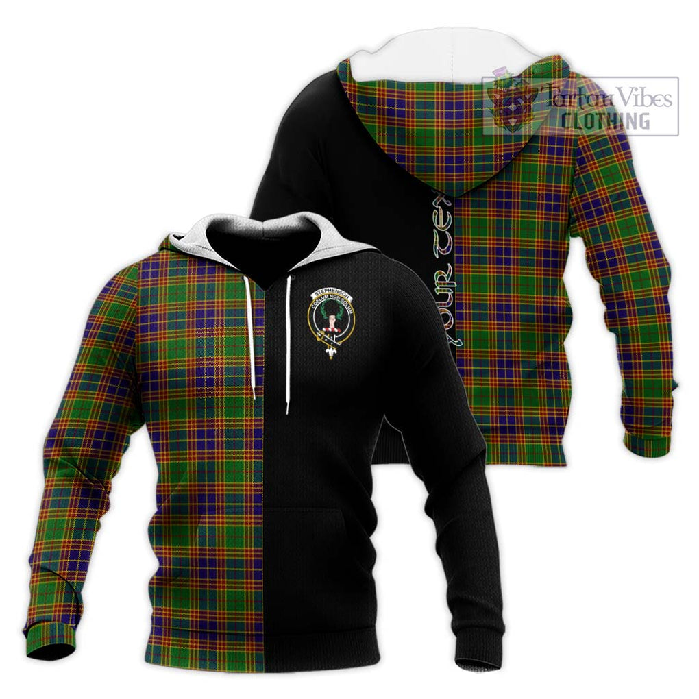 Stephenson Old Tartan Knitted Hoodie with Family Crest and Half Of Me Style Unisex Knitted Pullover Hoodie - Tartanvibesclothing Shop