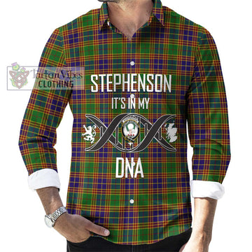 Stephenson Old Tartan Long Sleeve Button Shirt with Family Crest DNA In Me Style