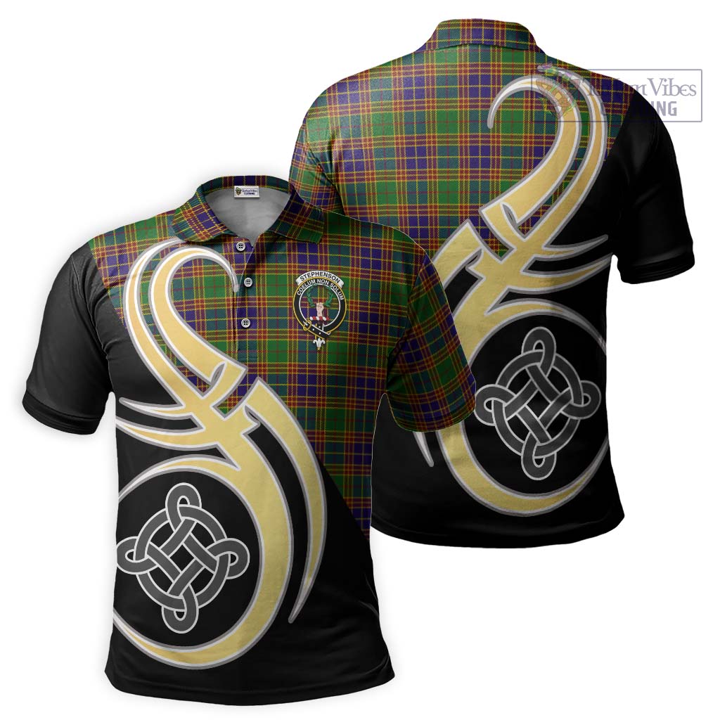 Tartan Vibes Clothing Stephenson Old Tartan Polo Shirt with Family Crest and Celtic Symbol Style