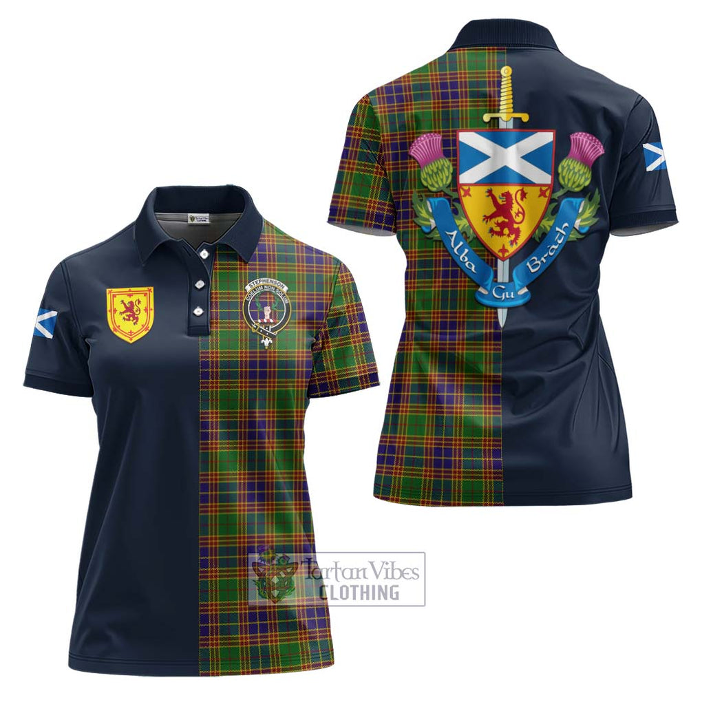 Tartan Vibes Clothing Stephenson Old Tartan Women's Polo Shirt with Scottish Lion Royal Arm Half Style