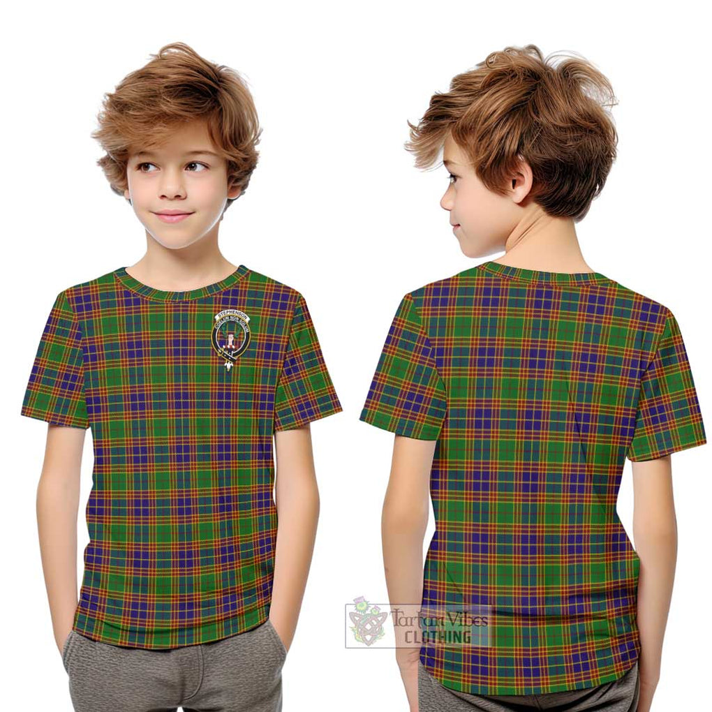 Stephenson Old Tartan Kid T-Shirt with Family Crest Youth XL Size14 - Tartanvibesclothing Shop