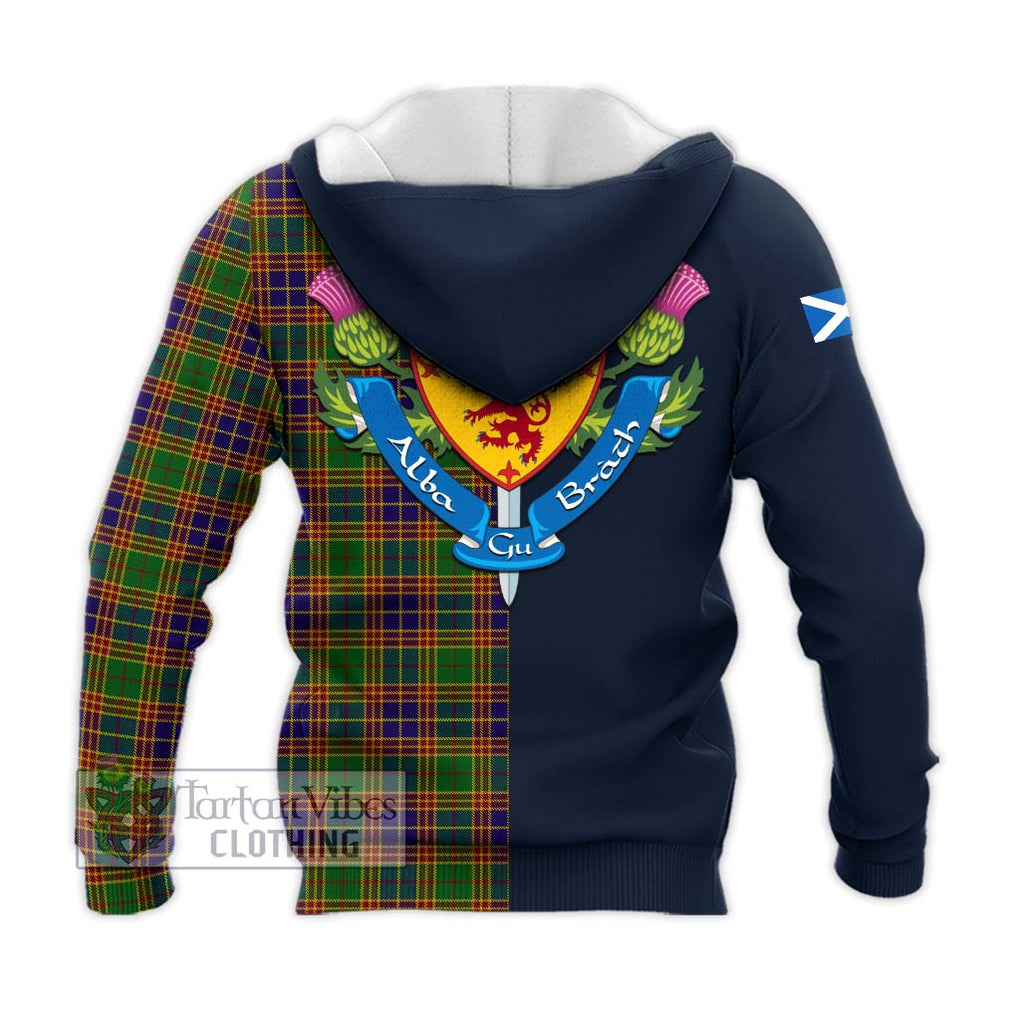 Tartan Vibes Clothing Stephenson Old Tartan Knitted Hoodie with Scottish Lion Royal Arm Half Style