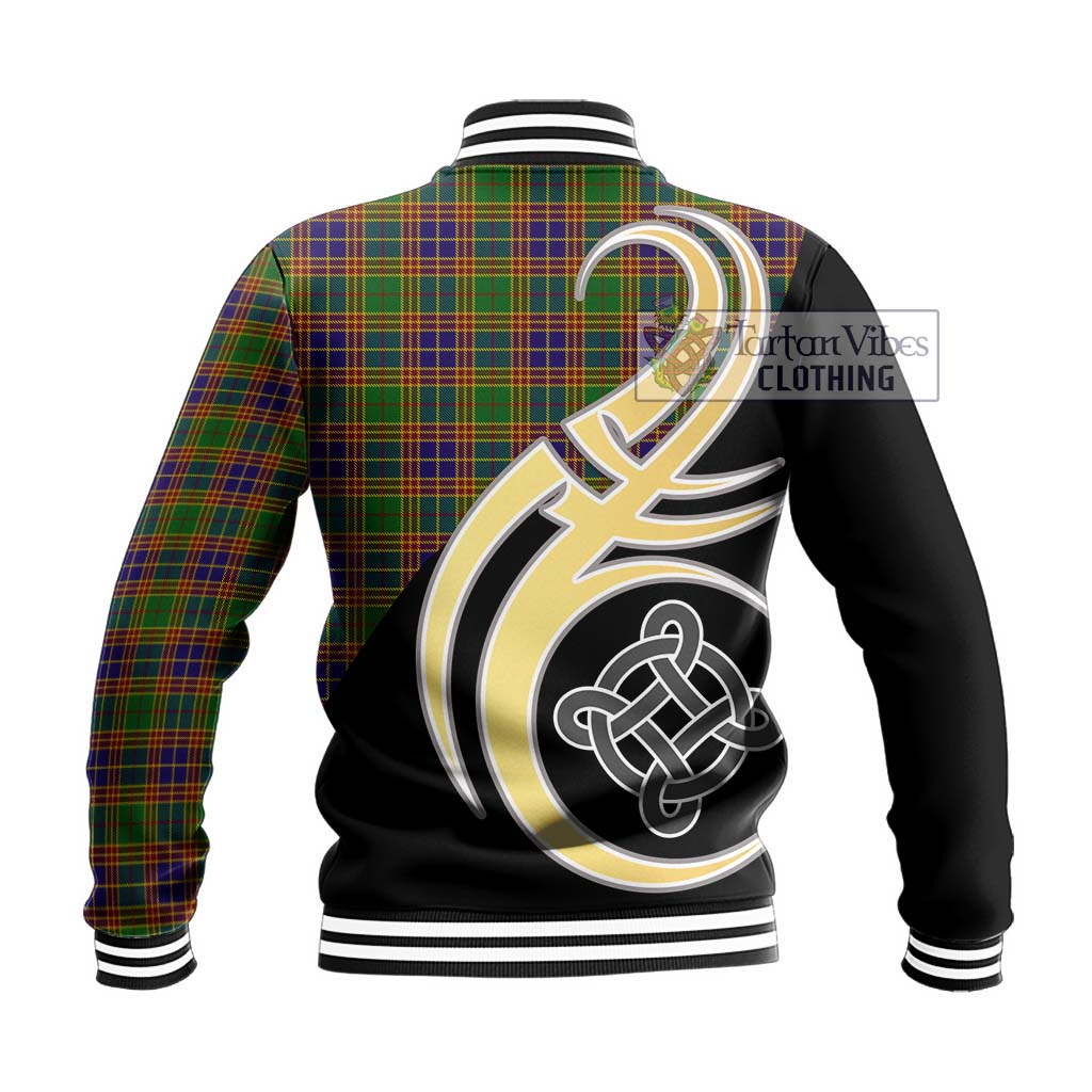 Tartan Vibes Clothing Stephenson Old Tartan Baseball Jacket with Family Crest and Celtic Symbol Style