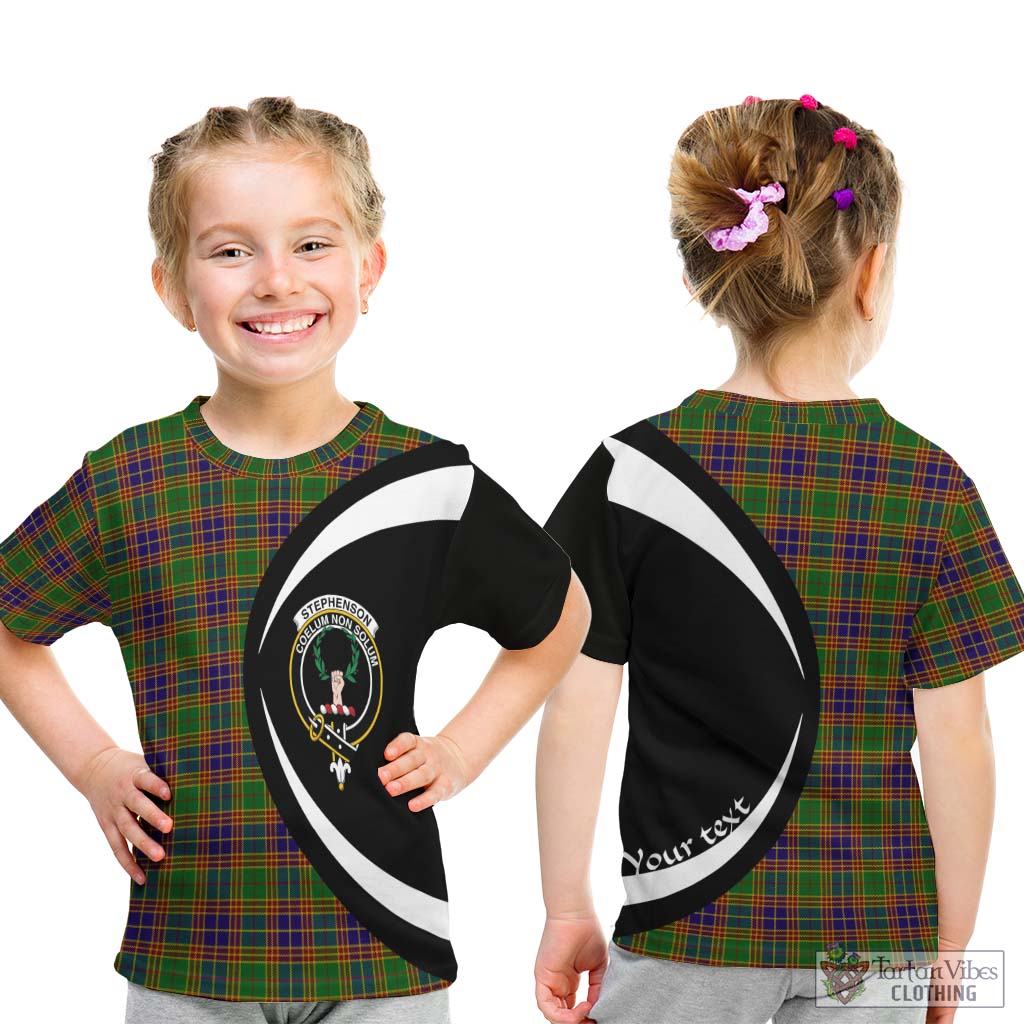 Tartan Vibes Clothing Stephenson Old Tartan Kid T-Shirt with Family Crest Circle Style