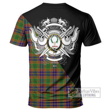 Stephenson Old Tartan T-Shirt with Family Crest and Military Logo Style