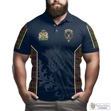 Stephenson Old Tartan Men's Polo Shirt with Family Crest and Scottish Thistle Vibes Sport Style