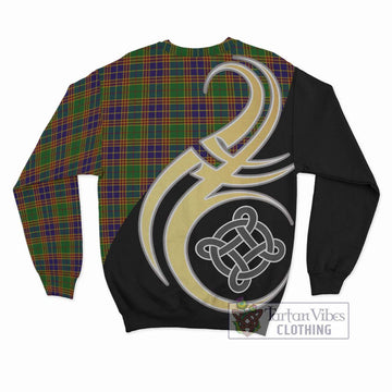 Stephenson Old Tartan Sweatshirt with Family Crest and Celtic Symbol Style