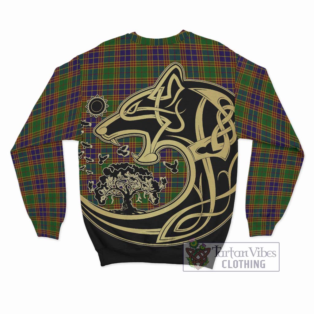 Stephenson Old Tartan Sweatshirt with Family Crest Celtic Wolf Style - Tartan Vibes Clothing