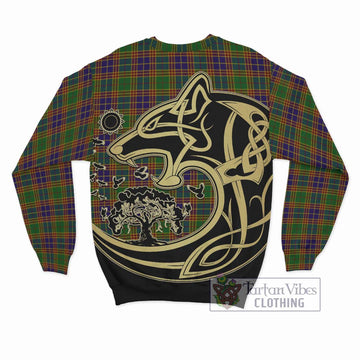 Stephenson Old Tartan Sweatshirt with Family Crest Celtic Wolf Style