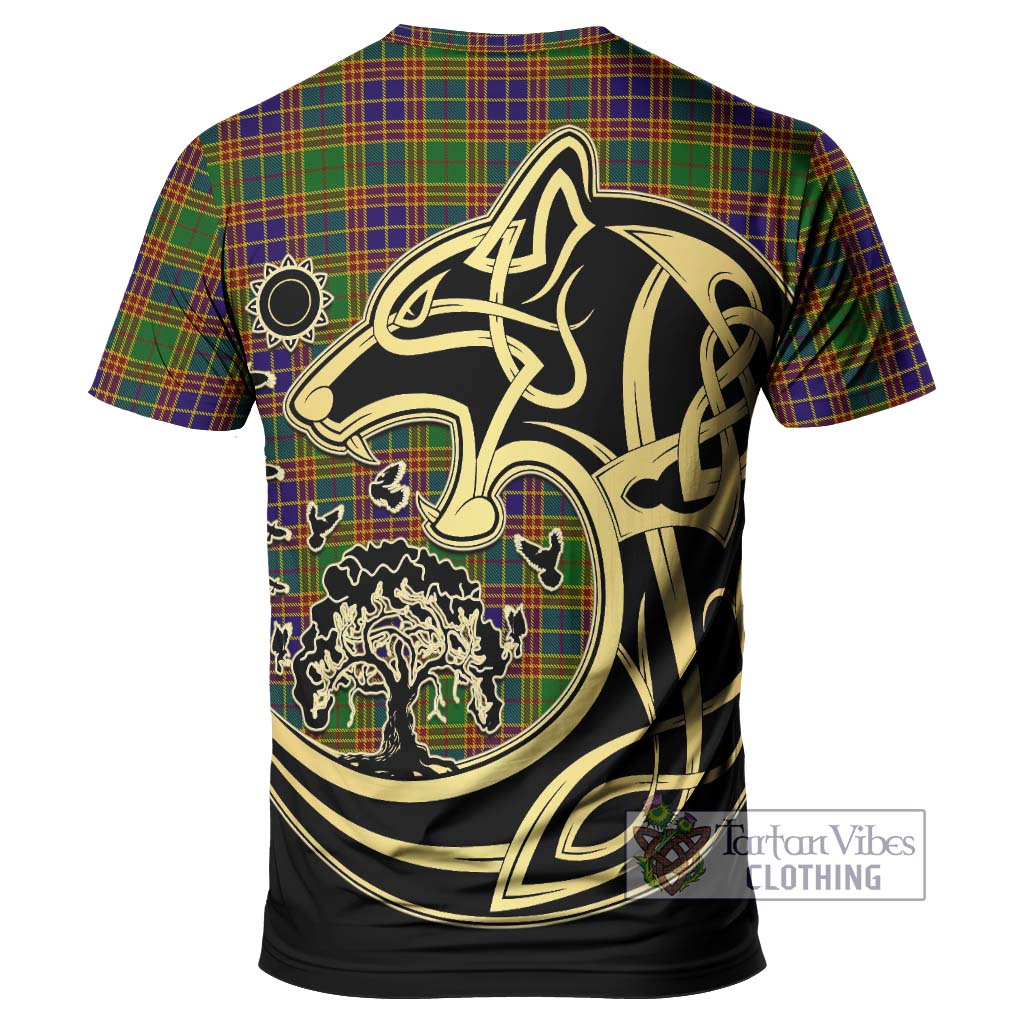 Tartan Vibes Clothing Stephenson Old Tartan T-Shirt with Family Crest Celtic Wolf Style