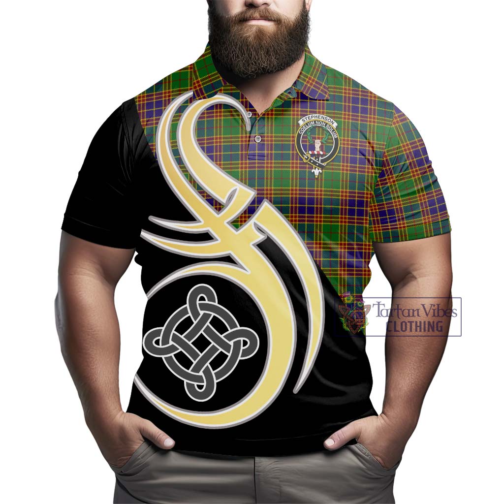 Tartan Vibes Clothing Stephenson Old Tartan Polo Shirt with Family Crest and Celtic Symbol Style