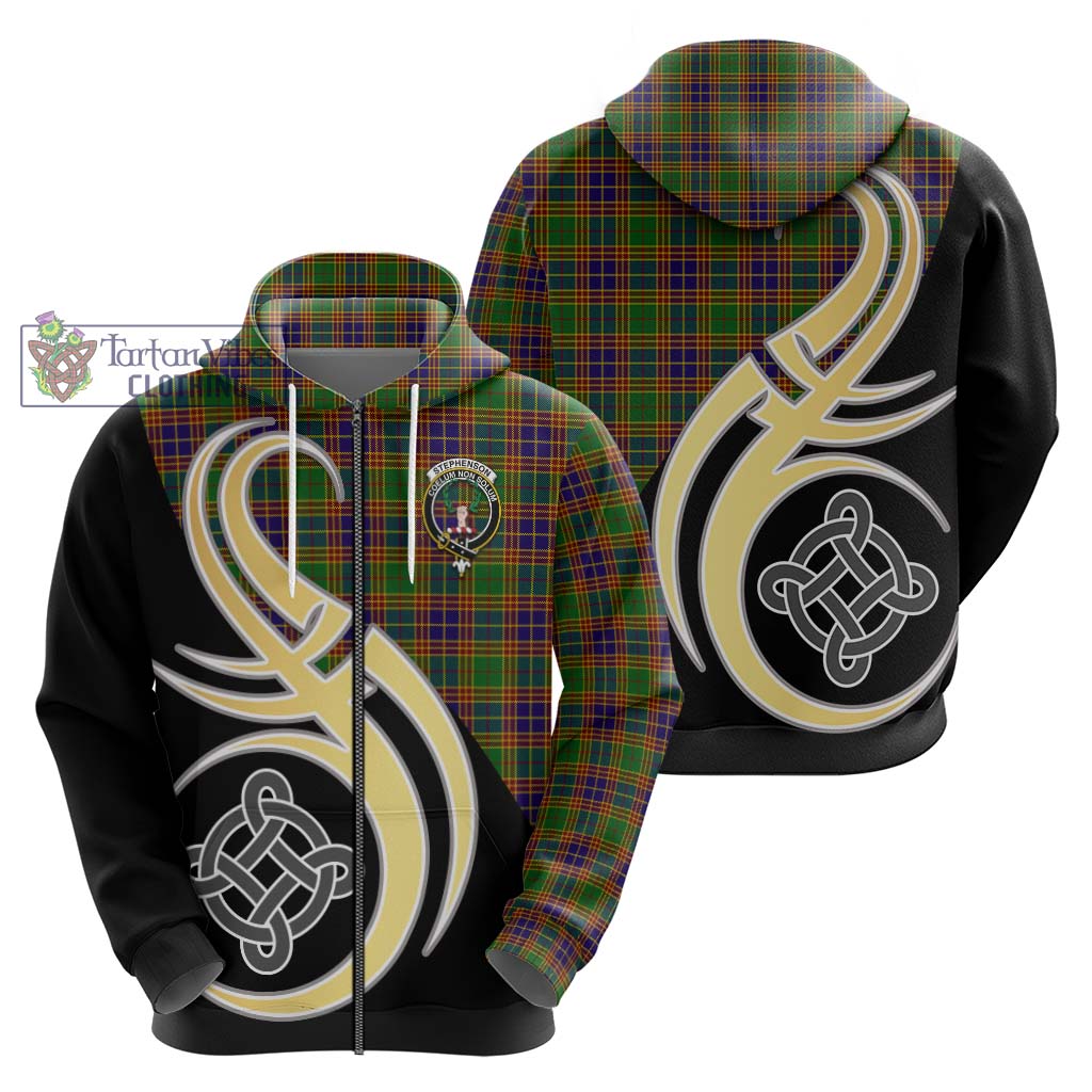 Stephenson Old Tartan Hoodie with Family Crest and Celtic Symbol Style - Tartan Vibes Clothing