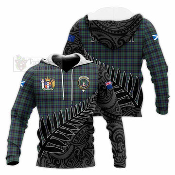 Stephenson (Stevenson) Crest Tartan Knitted Hoodie with New Zealand Silver Fern Half Style