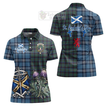 Stephenson (Stevenson) Tartan Women's Polo Shirt Happy St. Andrew's Day Half Tartan Style