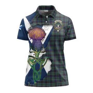 Stephenson (Stevenson) Tartan Family Crest Women's Polo Shirt Scottish Thistle Celtic Inspired Women - Tartan Vibes Clothing