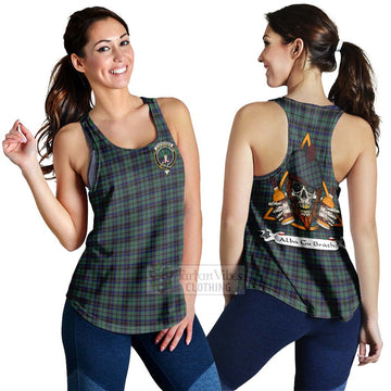 Stephenson (Stevenson) Tartan Women's Racerback Tanks with Family Crest and Bearded Skull Holding Bottles of Whiskey