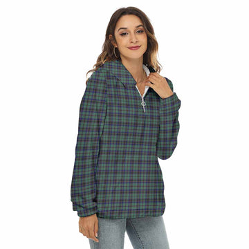 Stephenson (Stevenson) Tartan Women's Borg Fleece Hoodie with Half Zip Female - Tartan Vibes Clothing