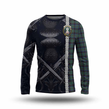 Stephenson (Stevenson) Tartan Long Sleeve T-Shirt with Family Crest Cross Sword Thistle Celtic Vibes