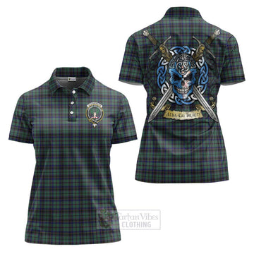 Stephenson (Stevenson) Tartan Women's Polo Shirt with Family Crest Celtic Skull Style