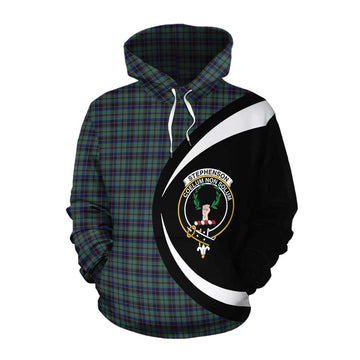 Stephenson (Stevenson) Tartan Cotton Hoodie with Family Crest Circle Style Pullover Hoodie XS - Tartan Vibes Clothing