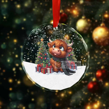 Stephenson (Stevenson) Clan Christmas Glass Ornament with Adorable Highland Coo - Tartan Vibes Clothing
