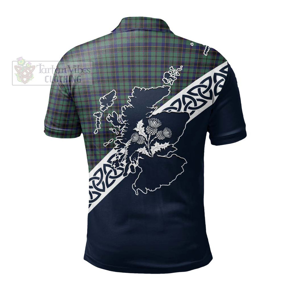 Stephenson (Stevenson) Tartan Polo Shirt Featuring Thistle and Scotland Map