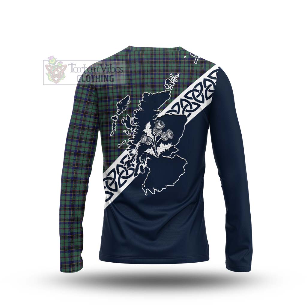 Tartan Vibes Clothing Stephenson (Stevenson) Tartan Long Sleeve T-Shirt Featuring Thistle and Scotland Map