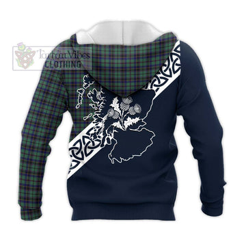 Stephenson (Stevenson) Tartan Knitted Hoodie Featuring Thistle and Scotland Map