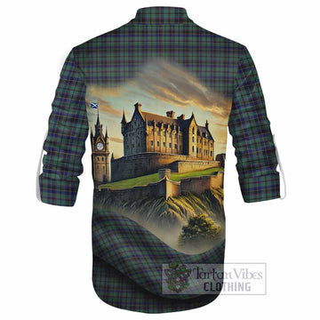 Stephenson (Stevenson) Tartan Family Crest Ghillie Kilt Shirt with Scottish Ancient Castle Style - Tartan Vibes Clothing