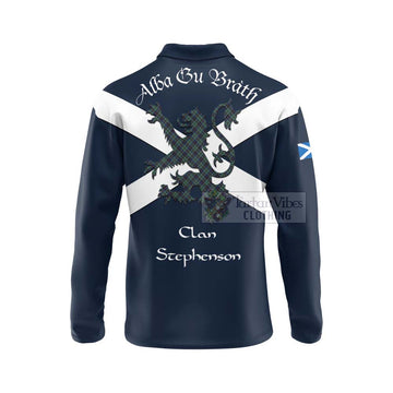 Stephenson (Stevenson) Tartan Lion Rampant Long Sleeve Polo Shirt Proudly Display Your Heritage with Alba Gu Brath and Clan Name - Tartan Vibes Clothing