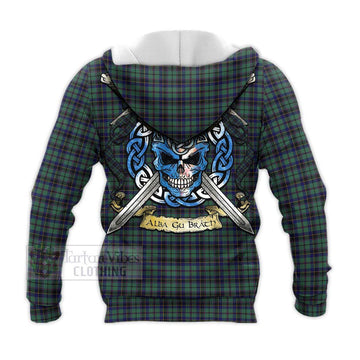 Stephenson (Stevenson) Tartan Knitted Hoodie with Family Crest Celtic Skull Style