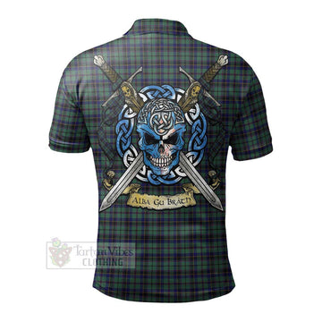 Stephenson (Stevenson) Tartan Polo Shirt with Family Crest Celtic Skull Style