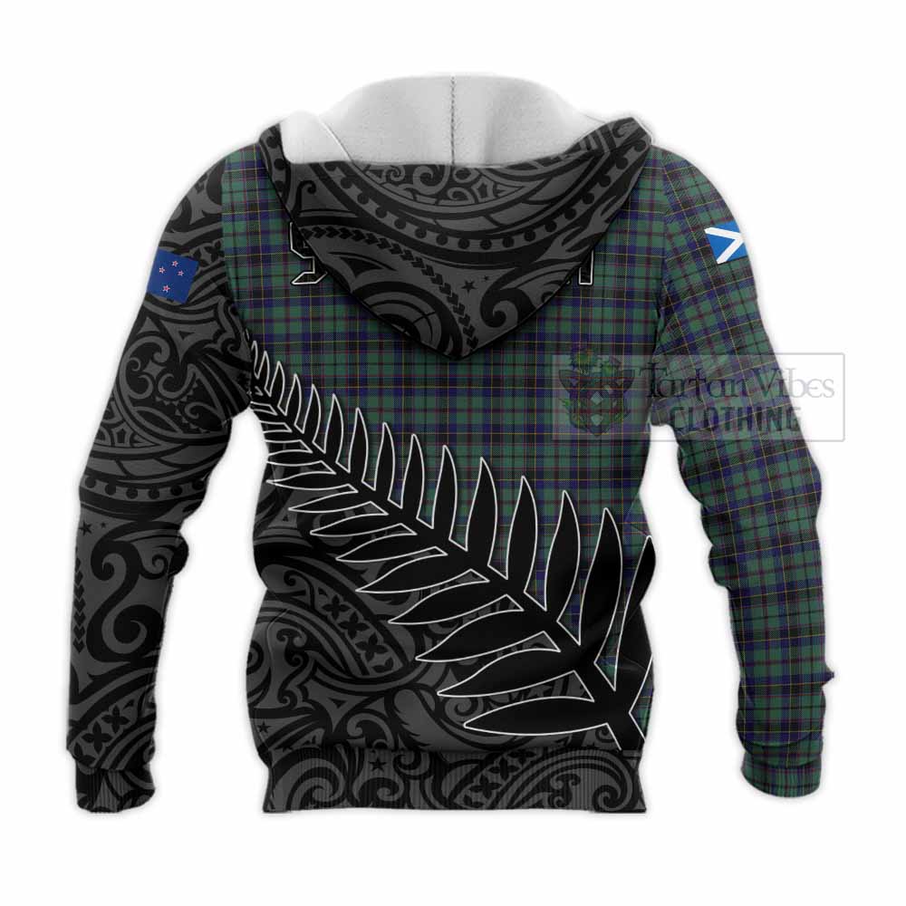 Tartan Vibes Clothing Stephenson (Stevenson) Crest Tartan Knitted Hoodie with New Zealand Silver Fern Half Style