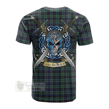 Stephenson (Stevenson) Tartan Cotton T-shirt with Family Crest Celtic Skull Style Men's Shirt - Tartan Vibes Clothing