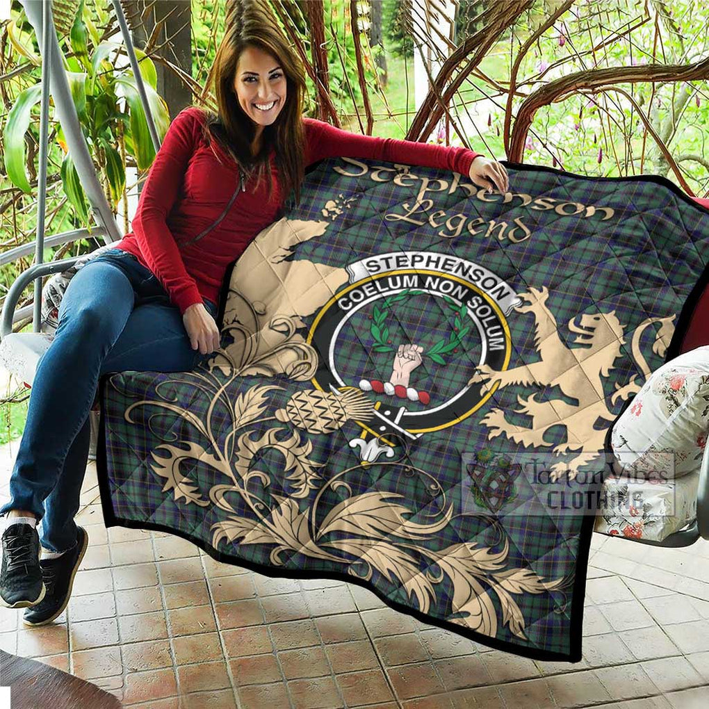 Tartan Vibes Clothing Stephenson (Stevenson) Tartan Quilt with Family Crest and Scottish Symbol Style