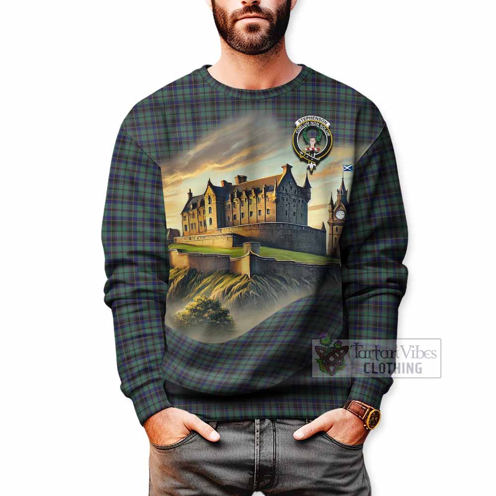 Stephenson (Stevenson) Tartan Family Crest Sweatshirt with Scottish Ancient Castle Style - Tartan Vibes Clothing