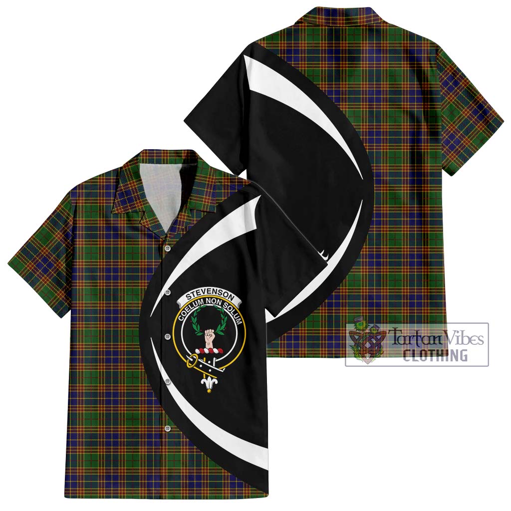 Stevenson Tartan Short Sleeve Button Up with Family Crest Circle Style Kid - Tartan Vibes Clothing