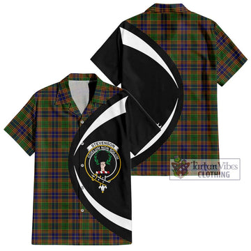 Stevenson Tartan Short Sleeve Button Up with Family Crest Circle Style