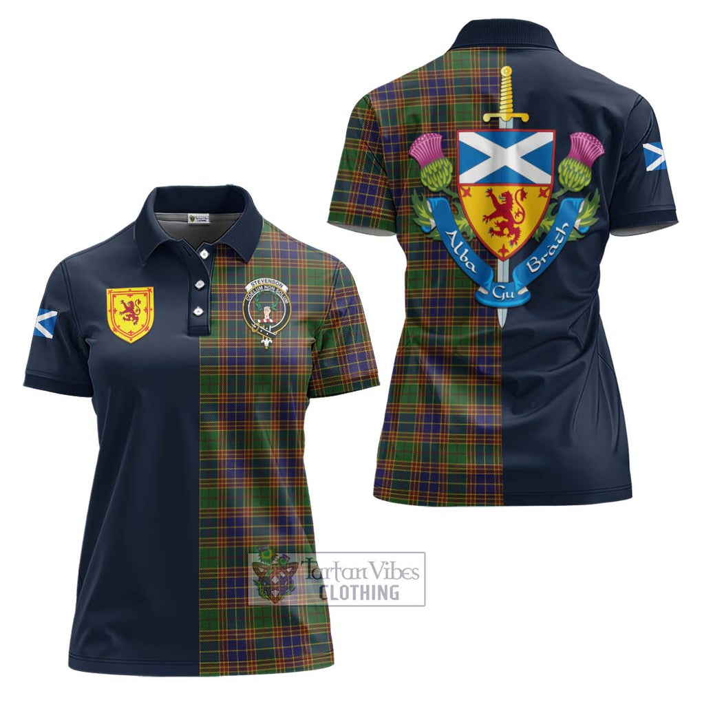 Tartan Vibes Clothing Stevenson Tartan Women's Polo Shirt with Scottish Lion Royal Arm Half Style